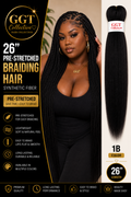 26” Pre Stretched Braiding Hair 6 pack 1B