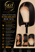 12” Straight Human Hair Wig | 13x4 Transparent Lace | Glueless | 200% Density