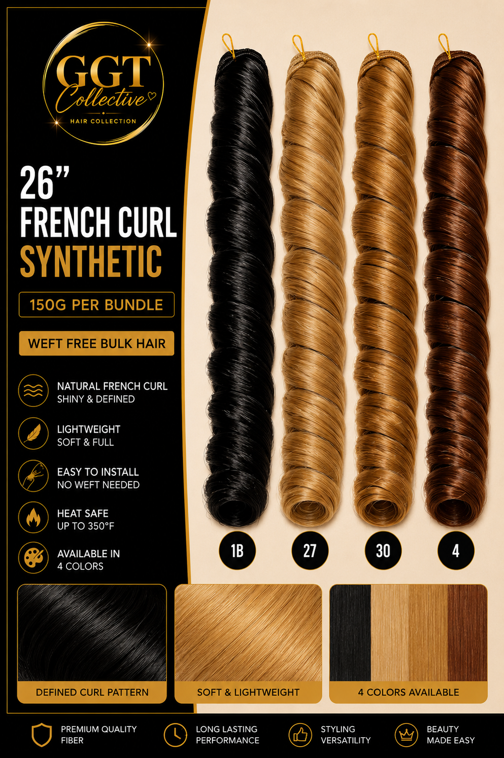 24” French Curl Braiding Hair 3 pack