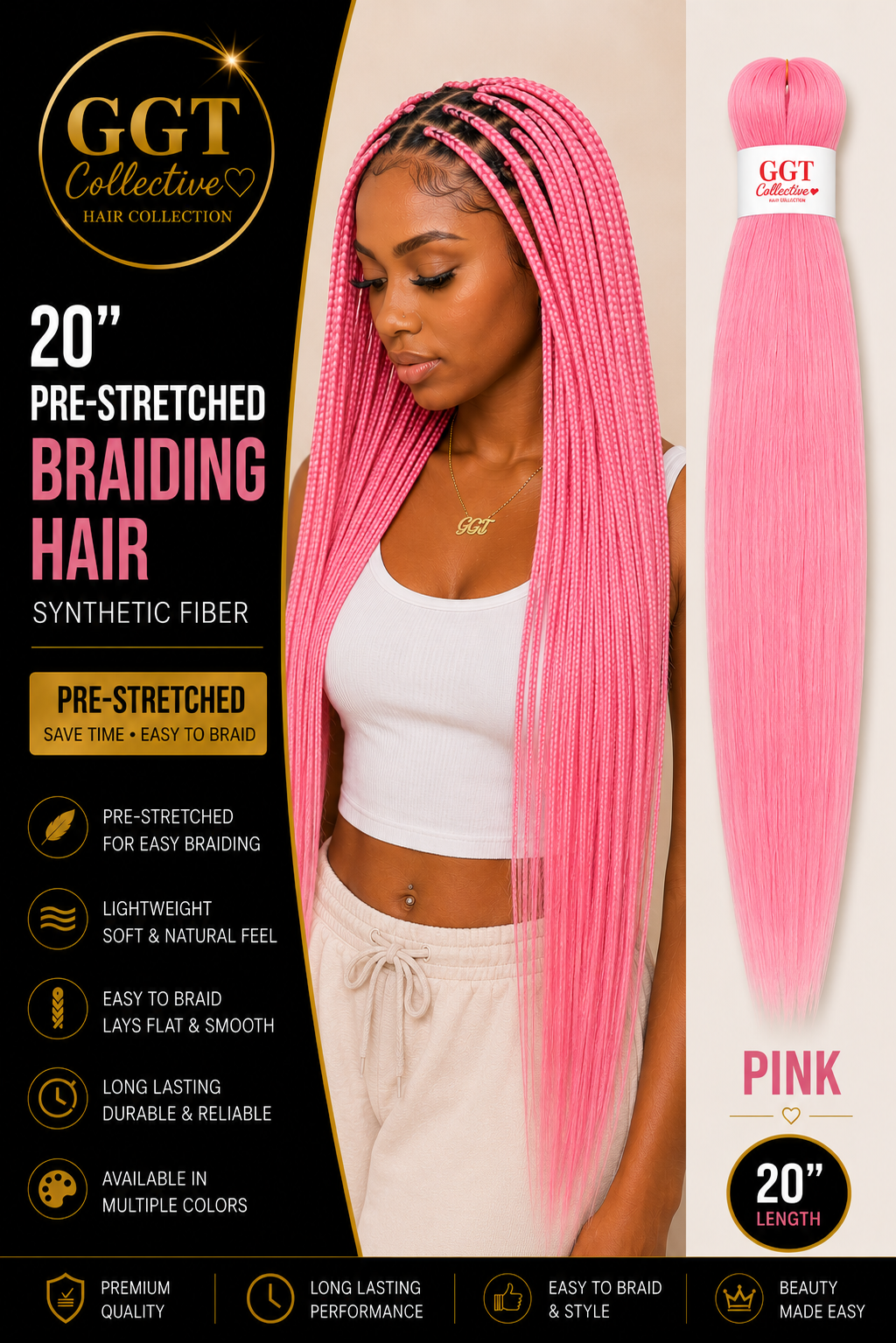 20” Ombre Pre-Stretched Braiding Hair 5 pack