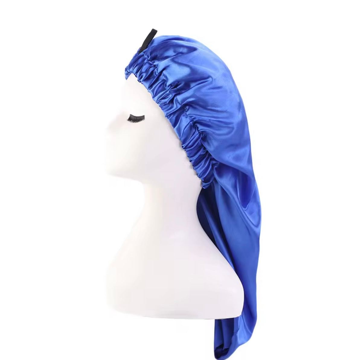 Long Satin Hair Bonnet with Button Closure