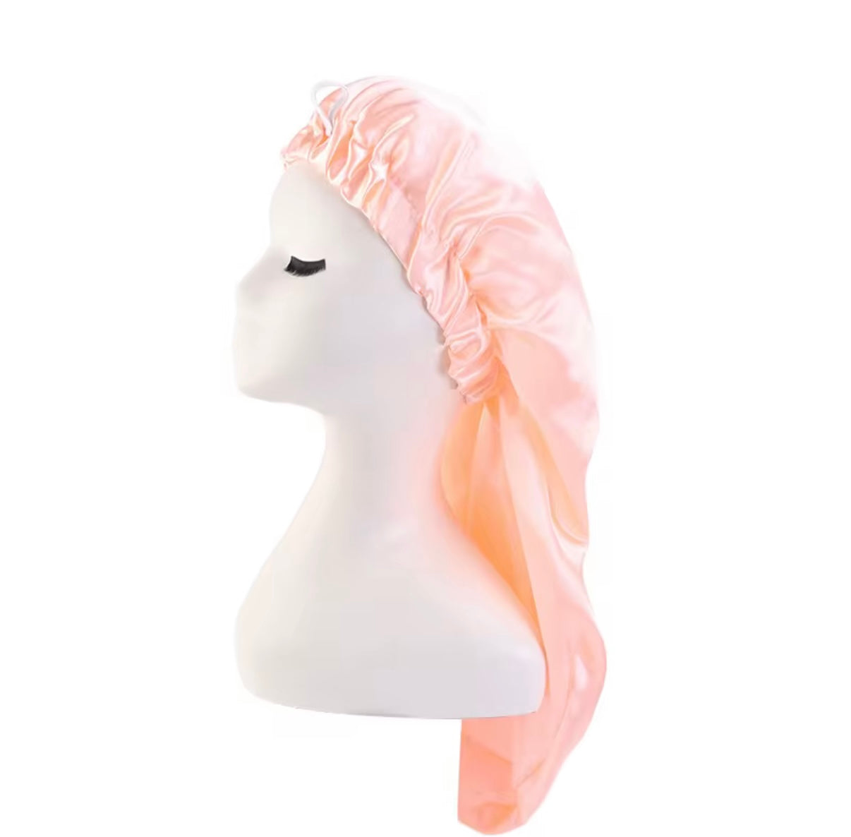 Long Satin Hair Bonnet with Button Closure