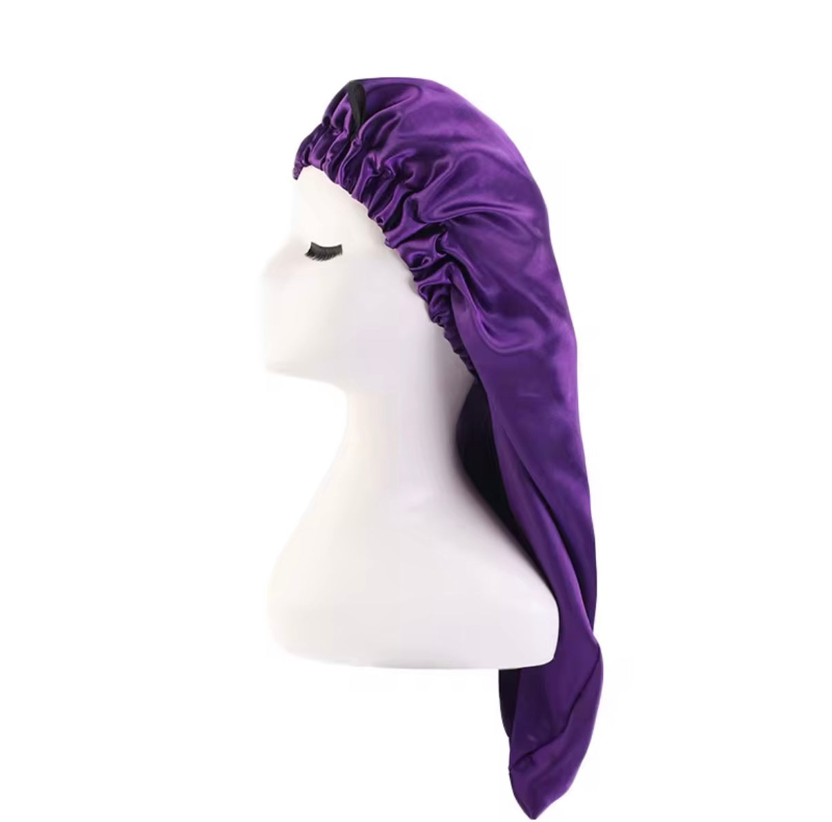 Long Satin Hair Bonnet with Button Closure