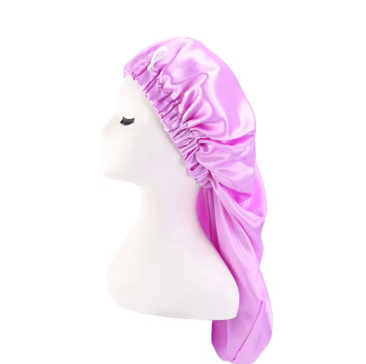Long Satin Hair Bonnet with Button Closure