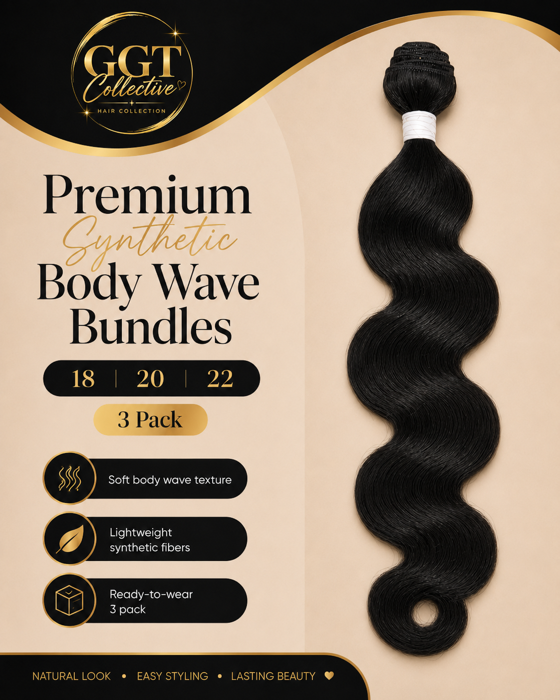 Synthetic Body Wave Bundles 3 Pack