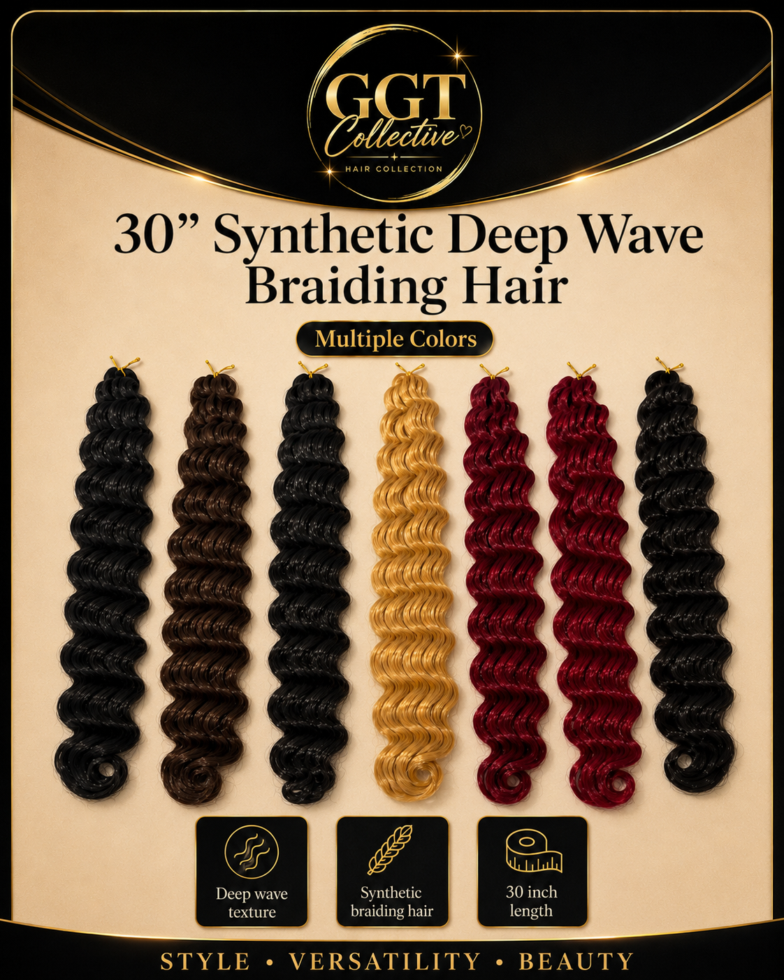 30” Deep Wave Braiding Hair 3 Pack