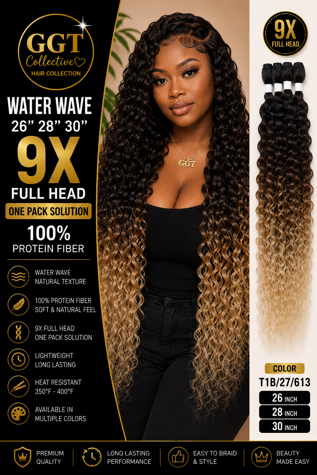 26” 28” 30” 9X Protein Fiber Jerry Curly Pack (300g)