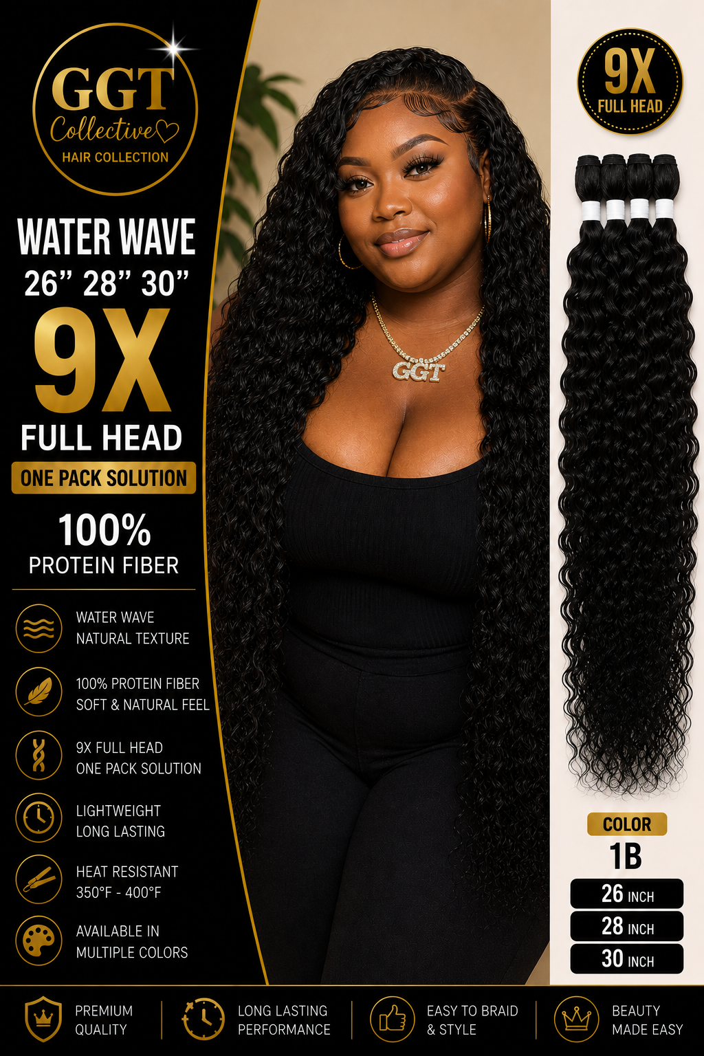 26” 28” 30” 9X Protein Fiber Jerry Curly Pack (300g)